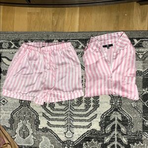 silky pink striped pajamas from Missguided
